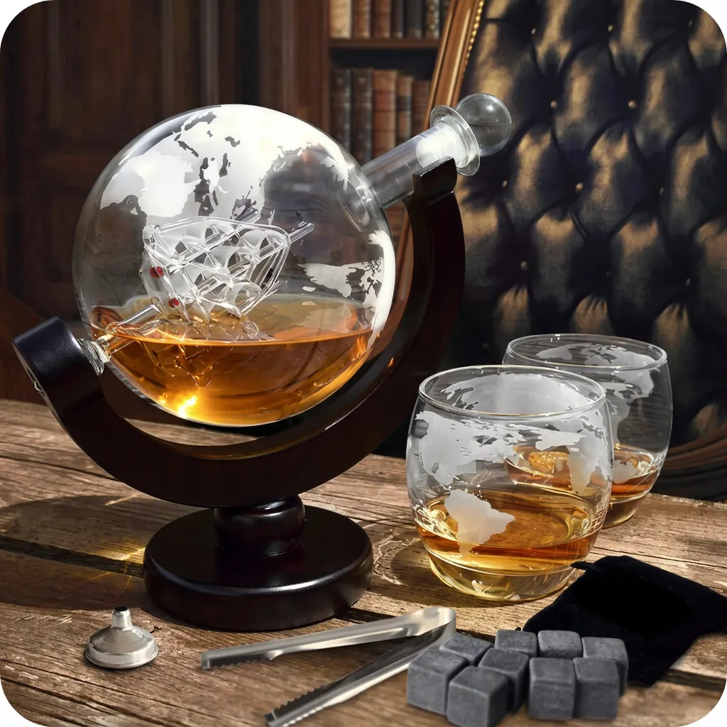 Karafka do whisky - Globus + 2 szklanki 850 ml